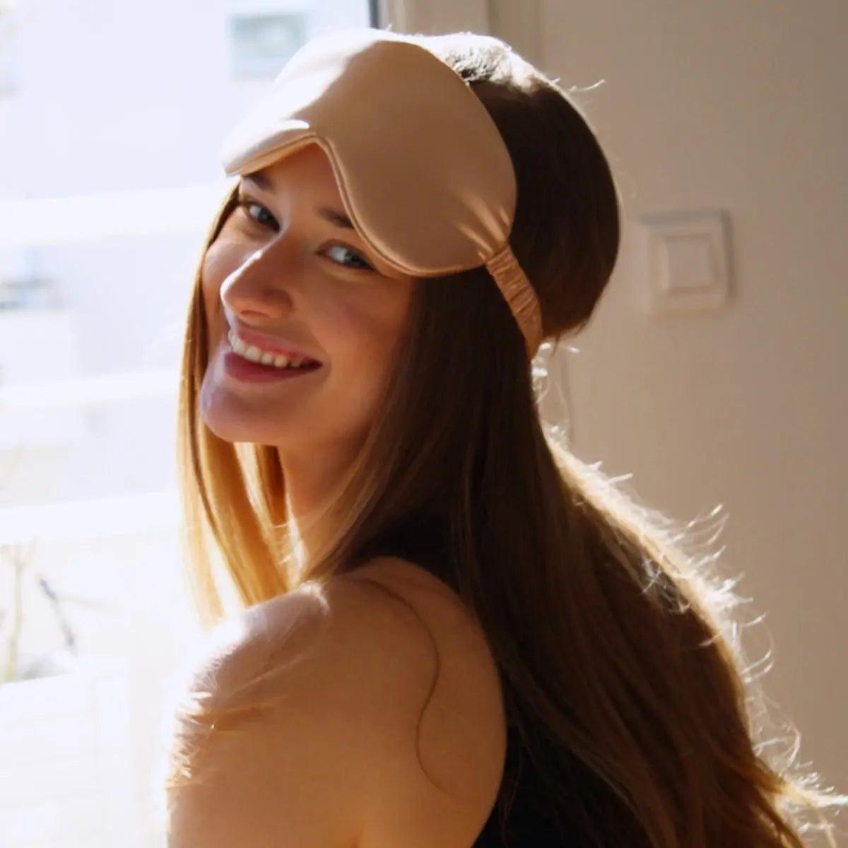 Cloud Padded Satin Sleep Mask - Caramel SMUG