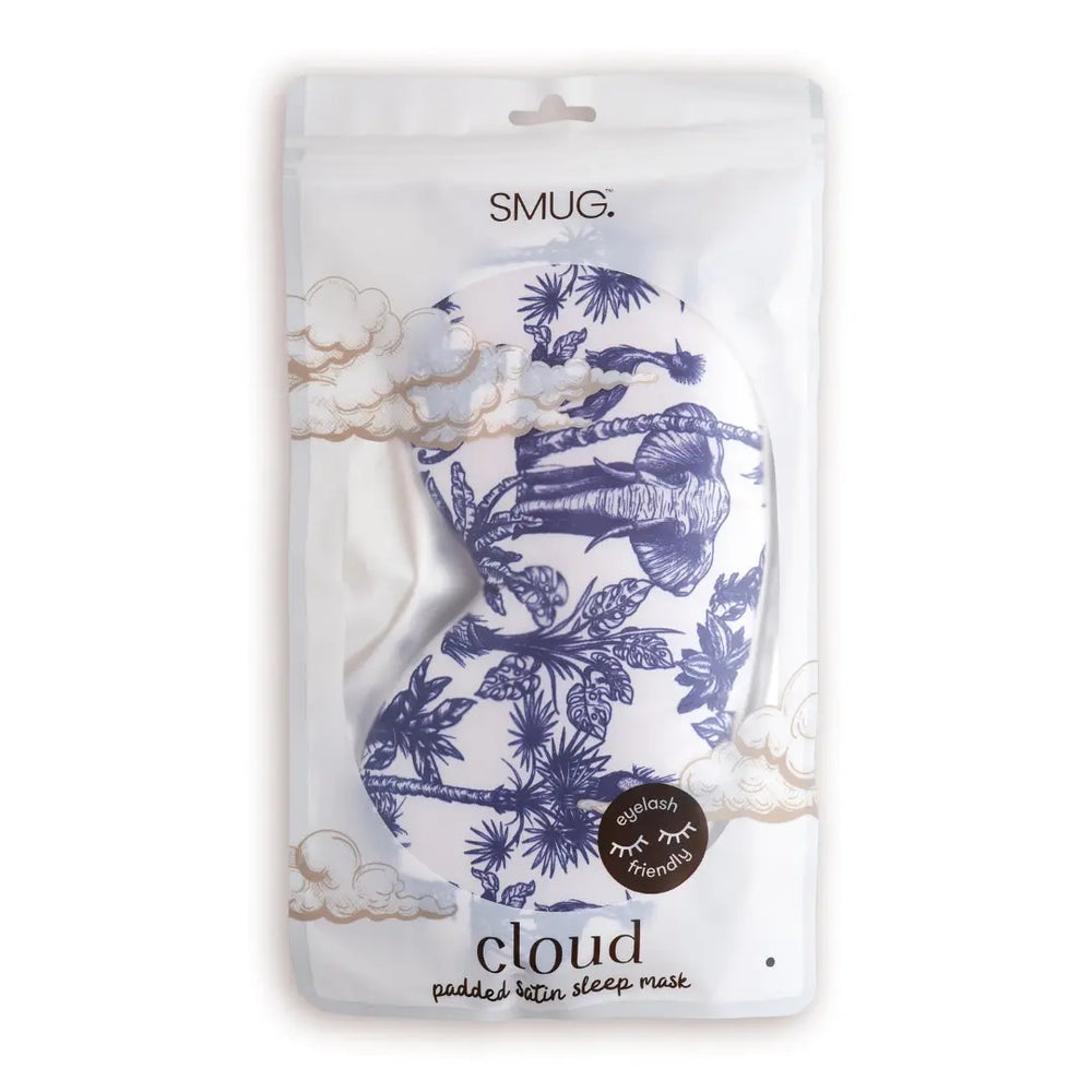 Cloud Padded Satin Sleep Mask - Elephant Print SMUG