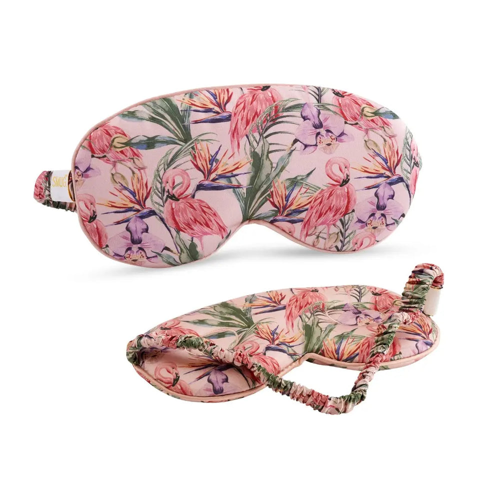 Cloud Padded Satin Sleep Mask - Flamingo Paradise Print SMUG