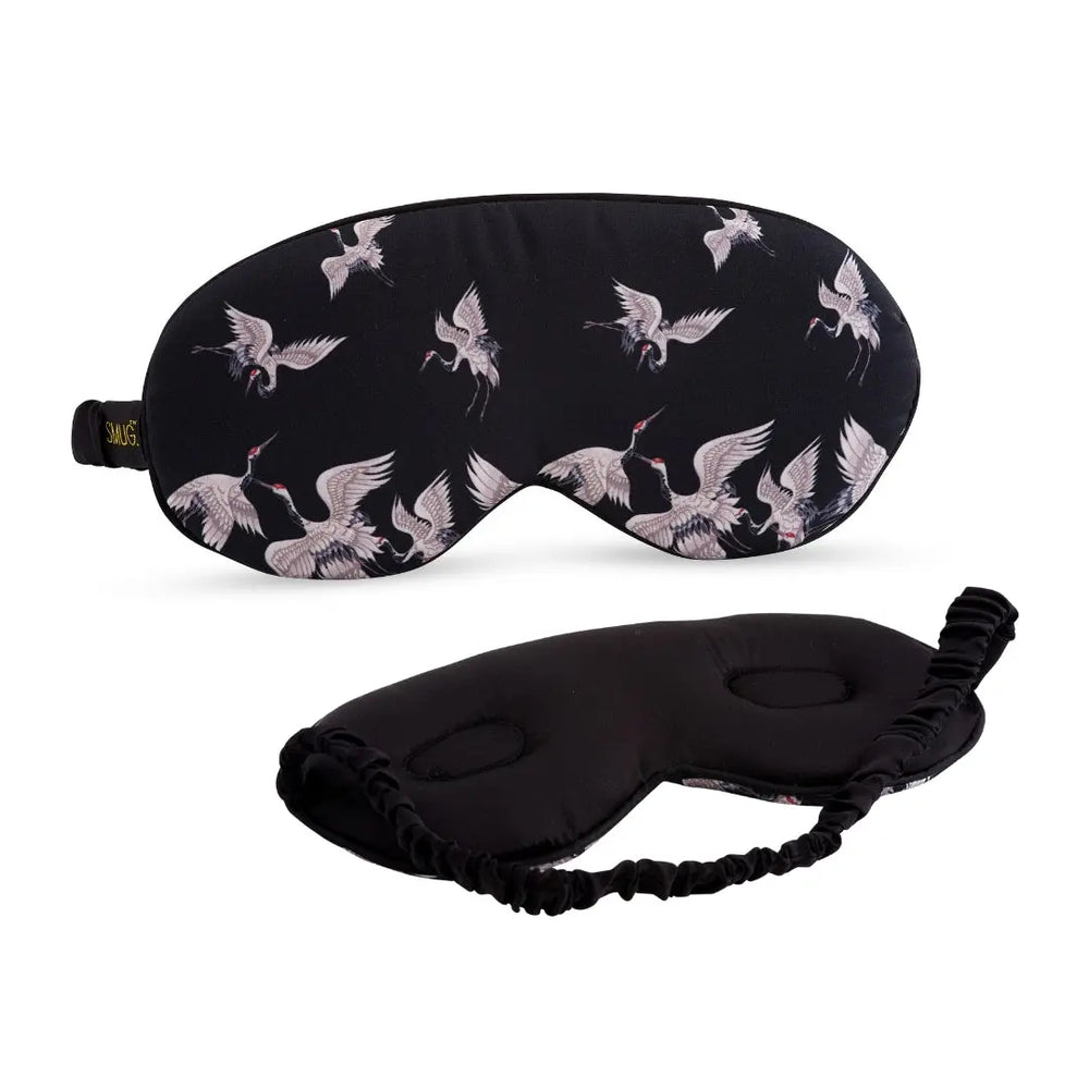 Cloud Padded Satin Sleep Mask - Moonlit Cranes Print SMUG