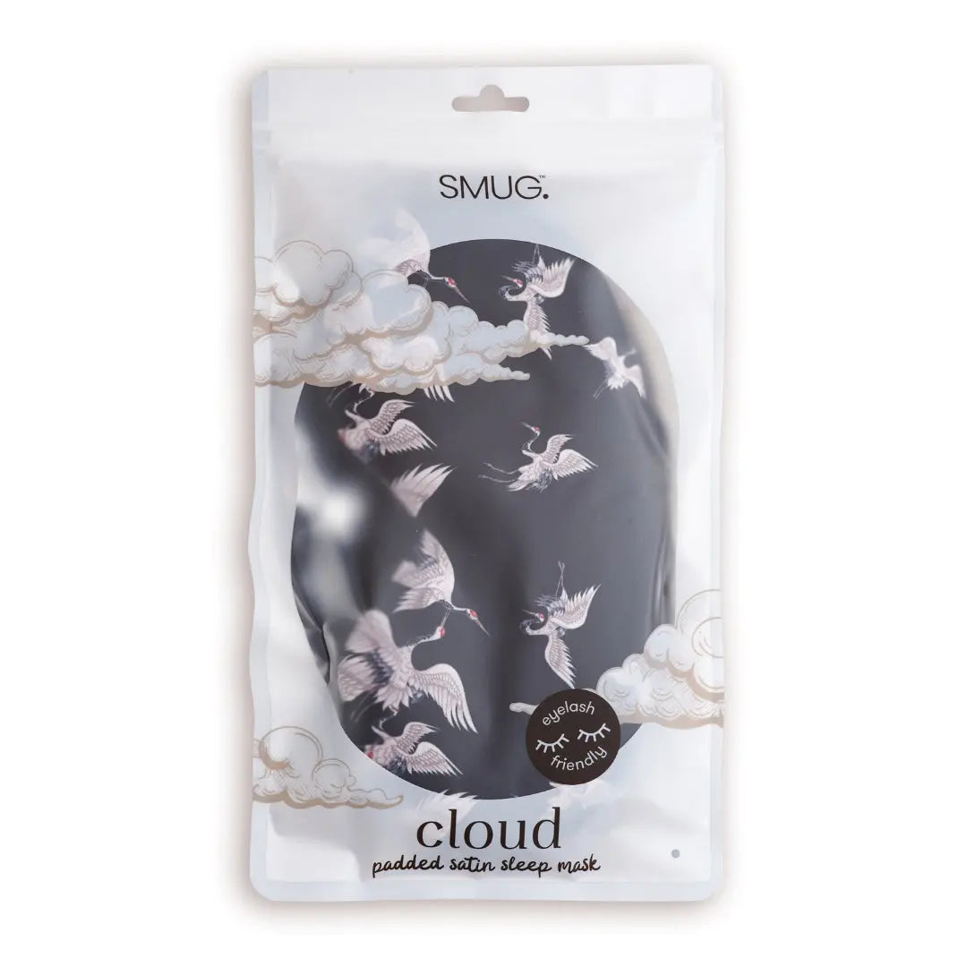 Cloud Padded Satin Sleep Mask - Moonlit Cranes SMUG