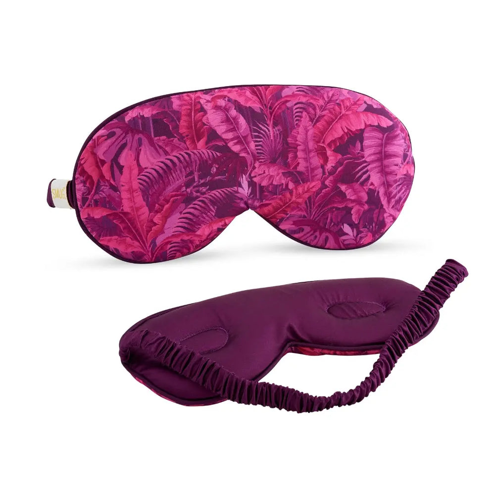 Cloud Padded Satin Sleep Mask - Pink Fern Print SMUG