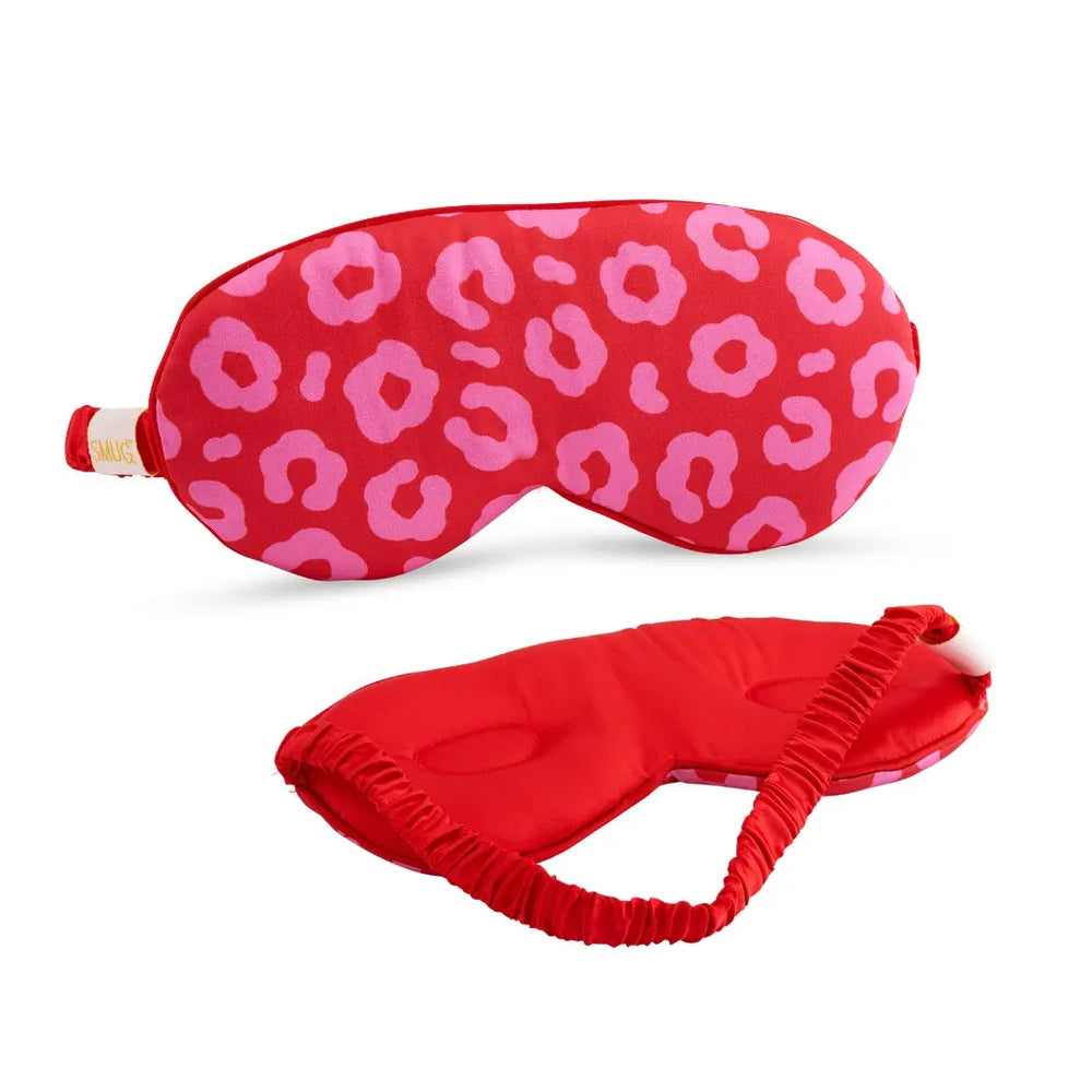 Cloud Padded Satin Sleep Mask - Red Leopard Print SMUG