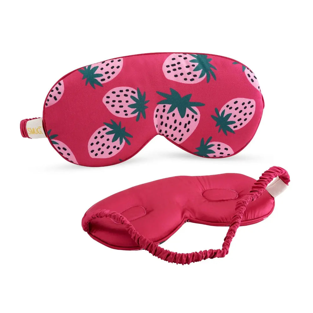Cloud Padded Satin Sleep Mask - Strawberry Dreams Print SMUG