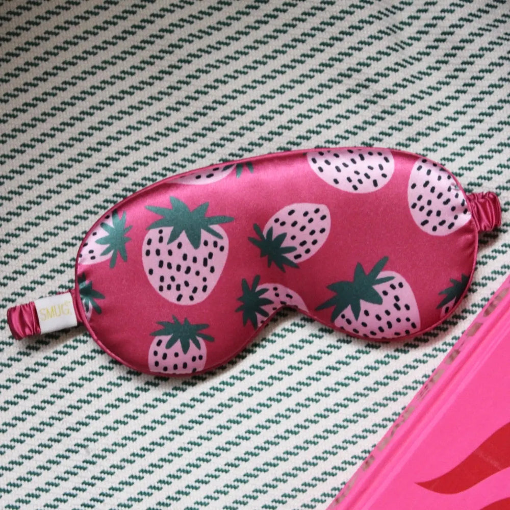 Cloud Padded Satin Sleep Mask - Strawberry Dreams Print SMUG