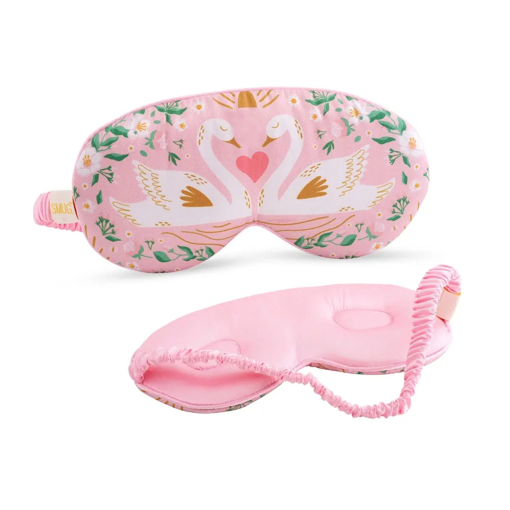 Cloud Padded Satin Sleep Mask - Swans Print SMUG