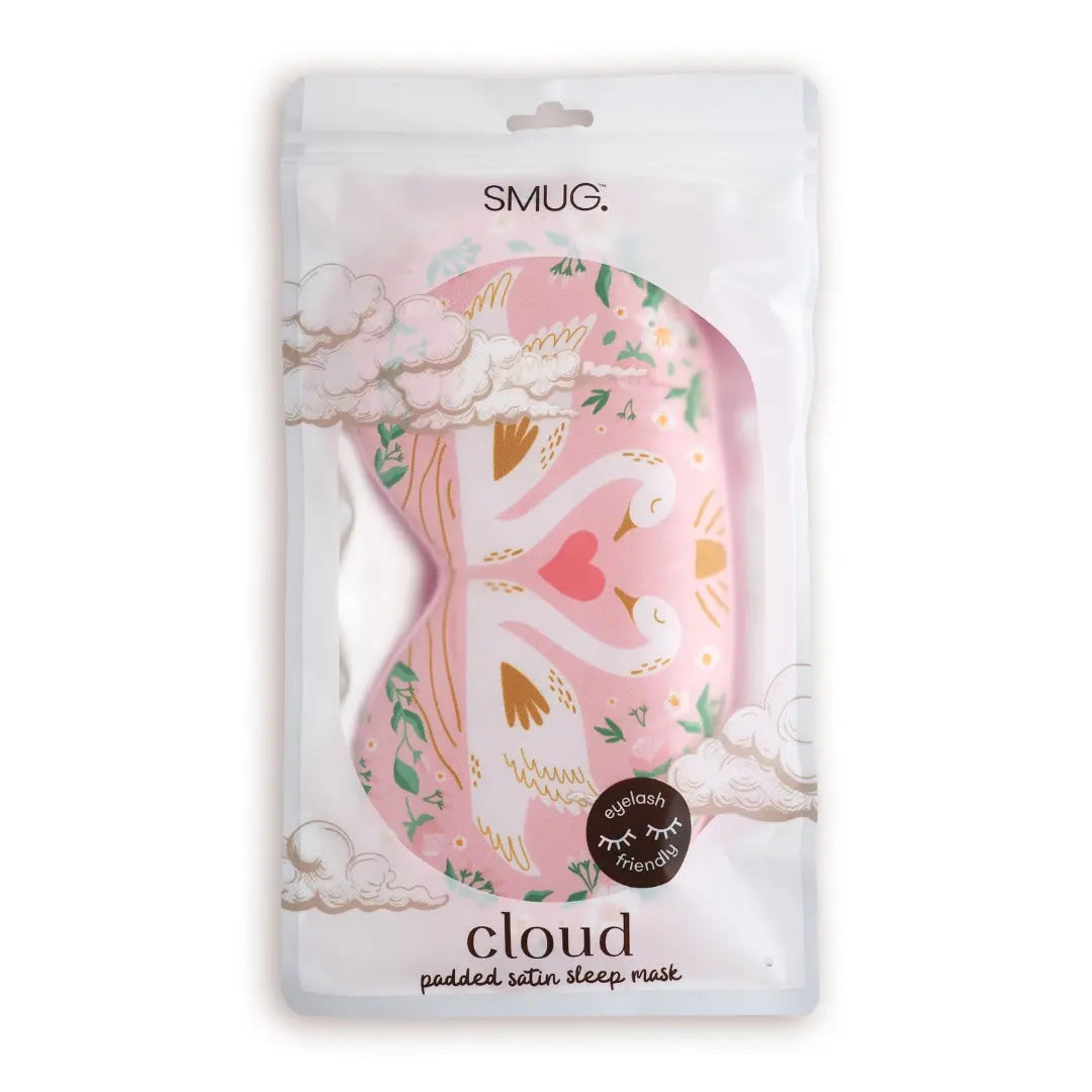 Cloud Padded Satin Sleep Mask - Swans SMUG