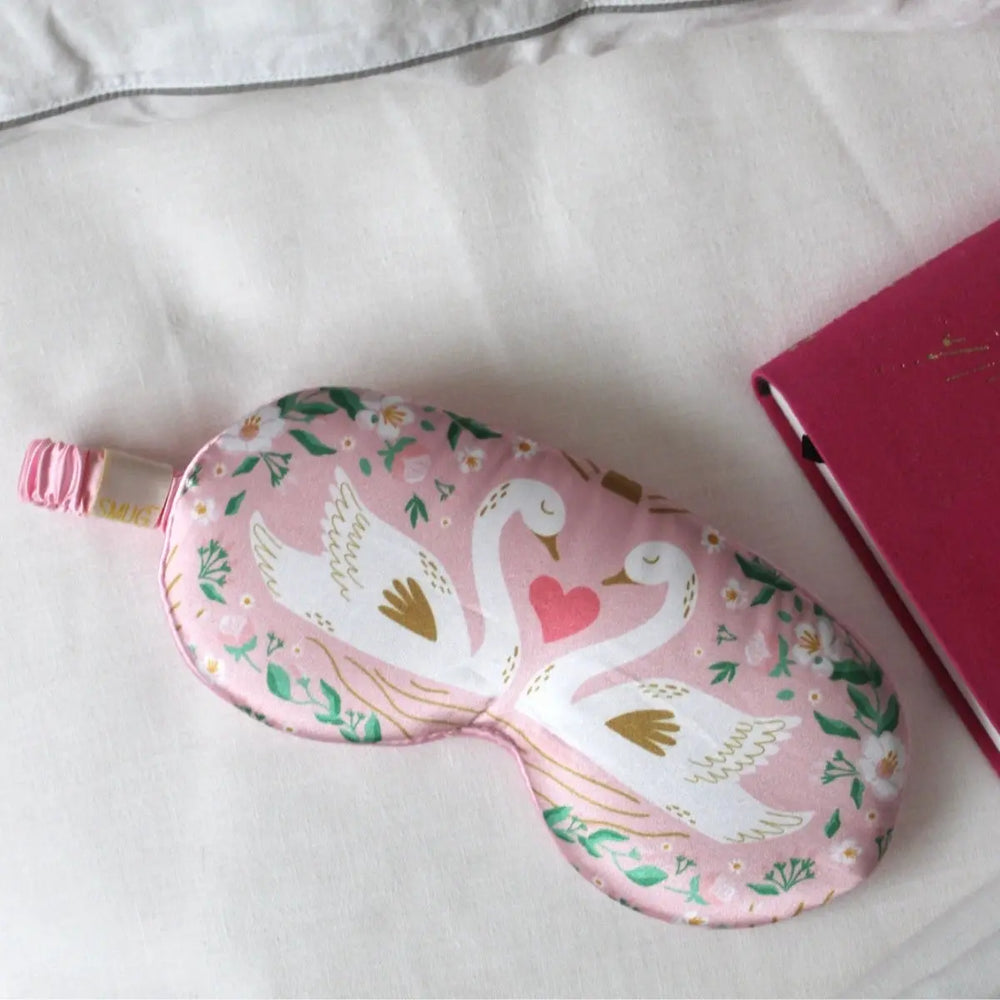 Cloud Padded Satin Sleep Mask - Swans SMUG