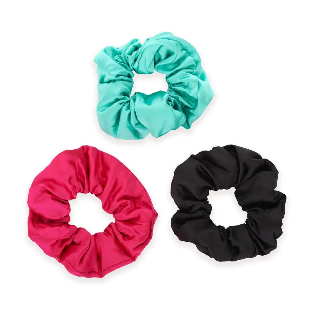 Cloud Satin Hair Scrunchie Set (set of 3) - Aqua Black SMUG