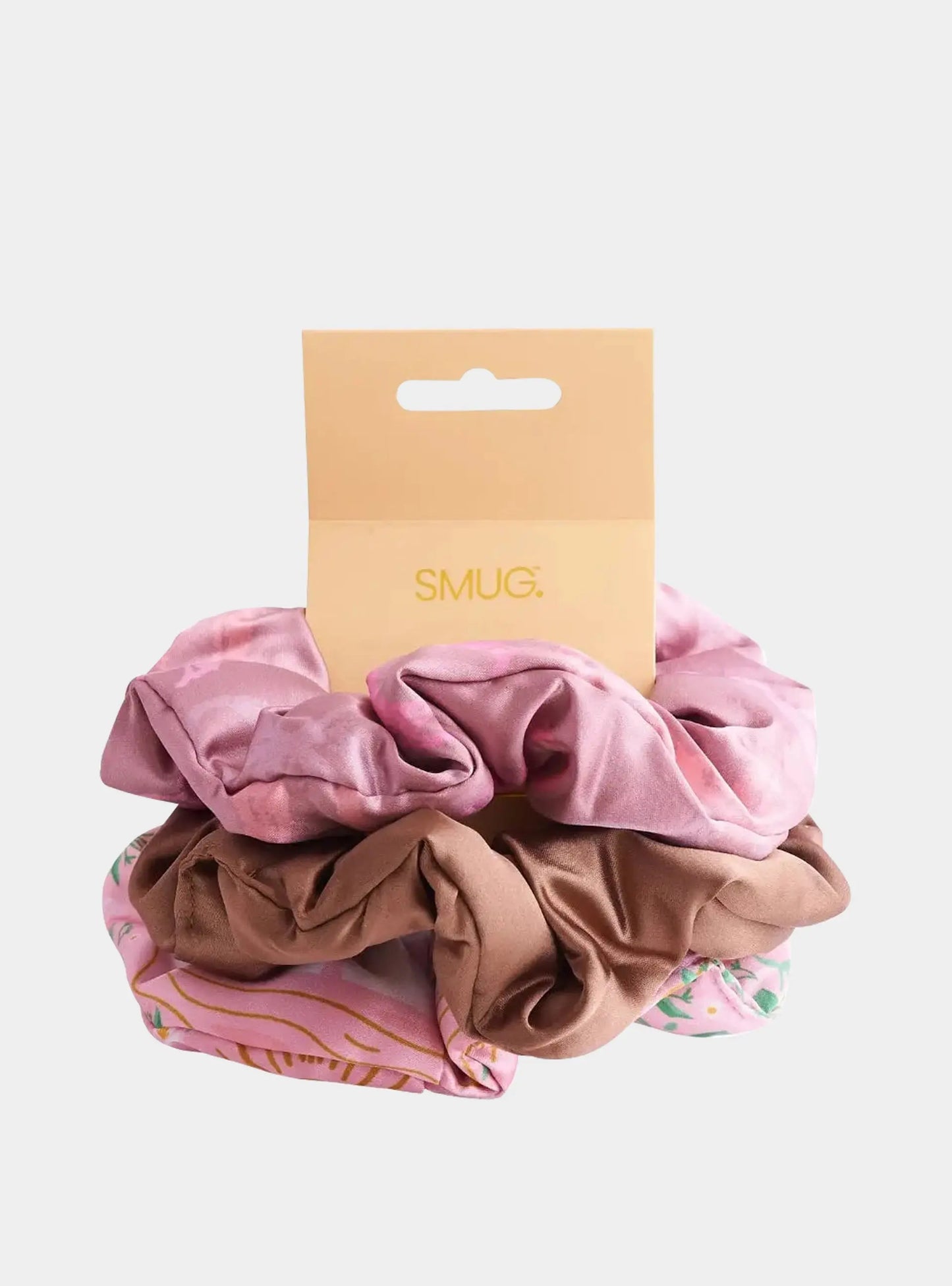 Cloud Satin Hair Scrunchie Set (set of 3) - Mocha Swans SMUG