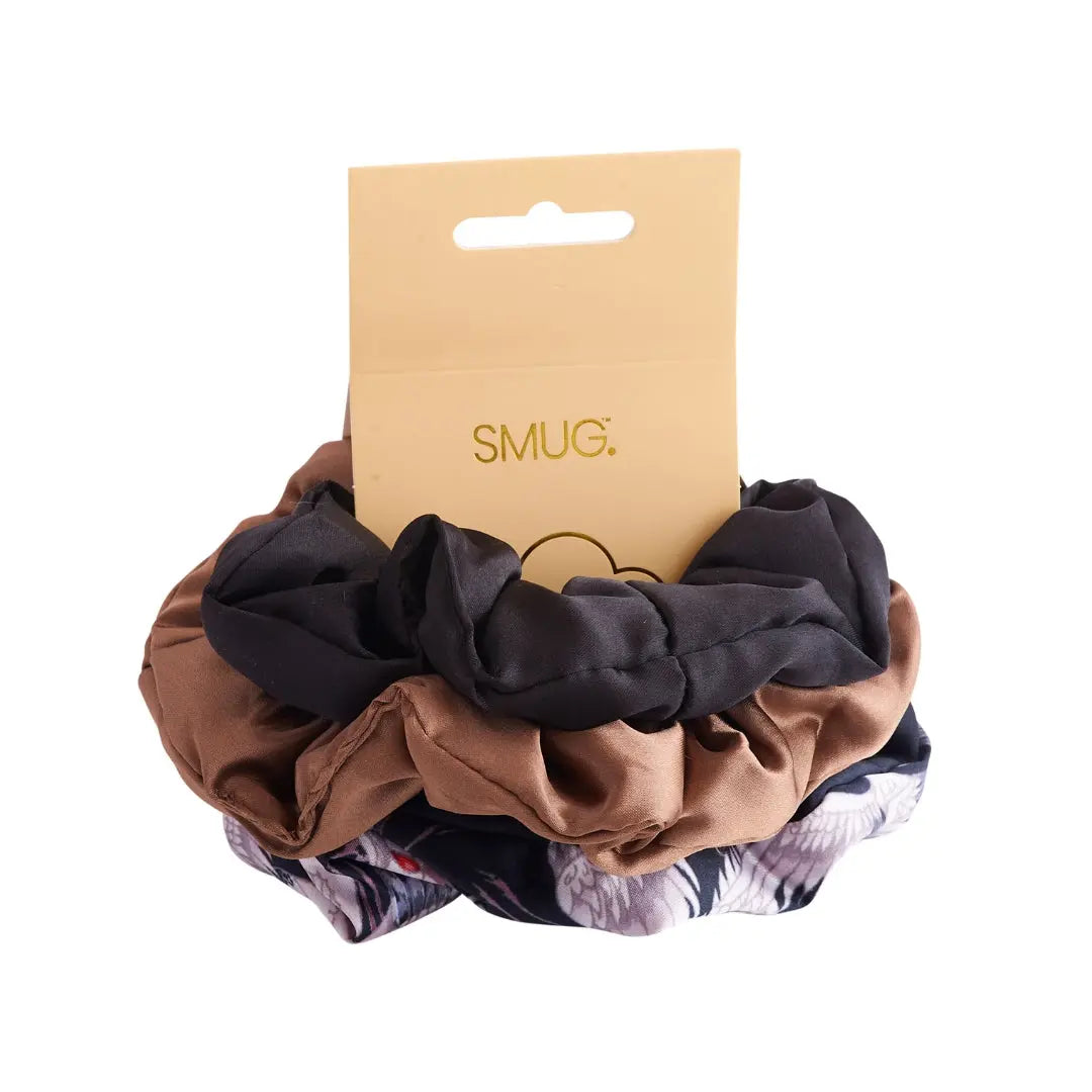 Cloud Satin Hair Scrunchie Set (set of 3) - Moonlit Mocha SMUG