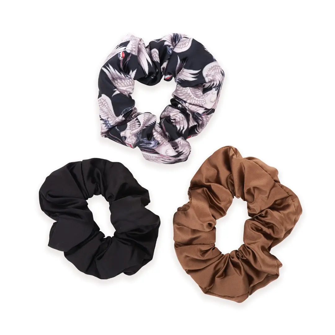 Cloud Satin Hair Scrunchie Set (set of 3) - Moonlit Mocha SMUG
