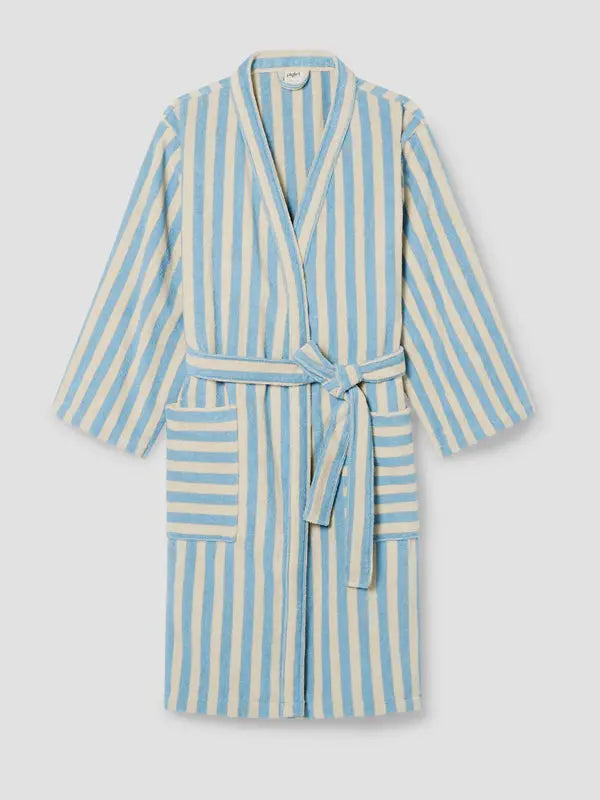 Coastal Blue Pembroke Stripe Cotton Robe Piglet
