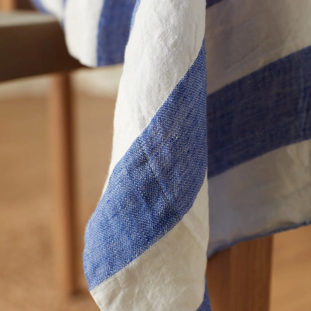Cobalt Cora 100% Linen Tablecloth The Secret Linen Store