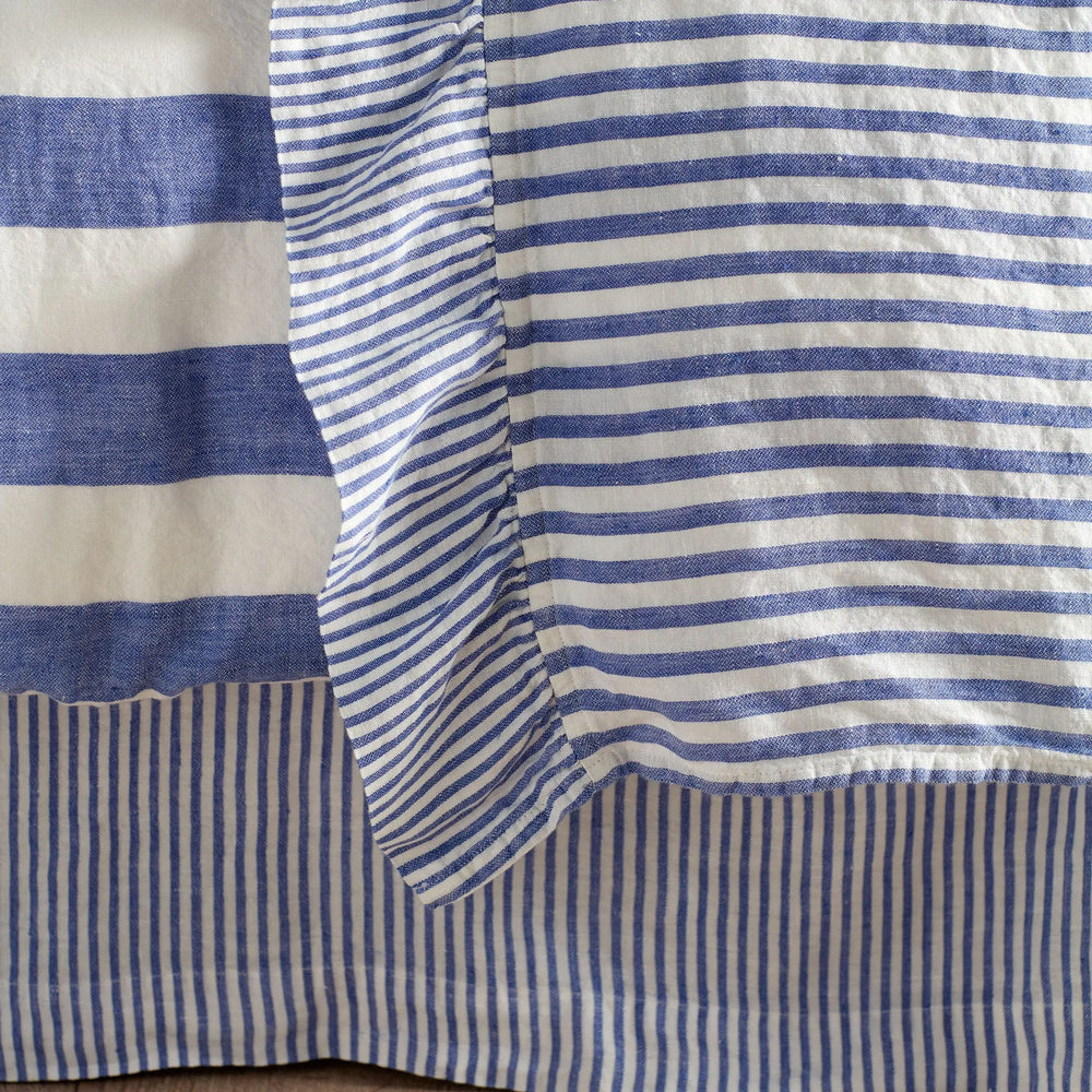 Cobalt Cora Stripe Linen Valance The Secret Linen Store