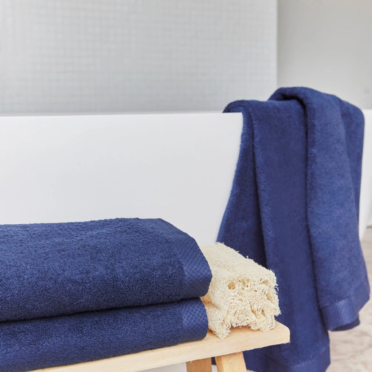 Cobalt blue Luxus Bath Towels Torres Novas UK