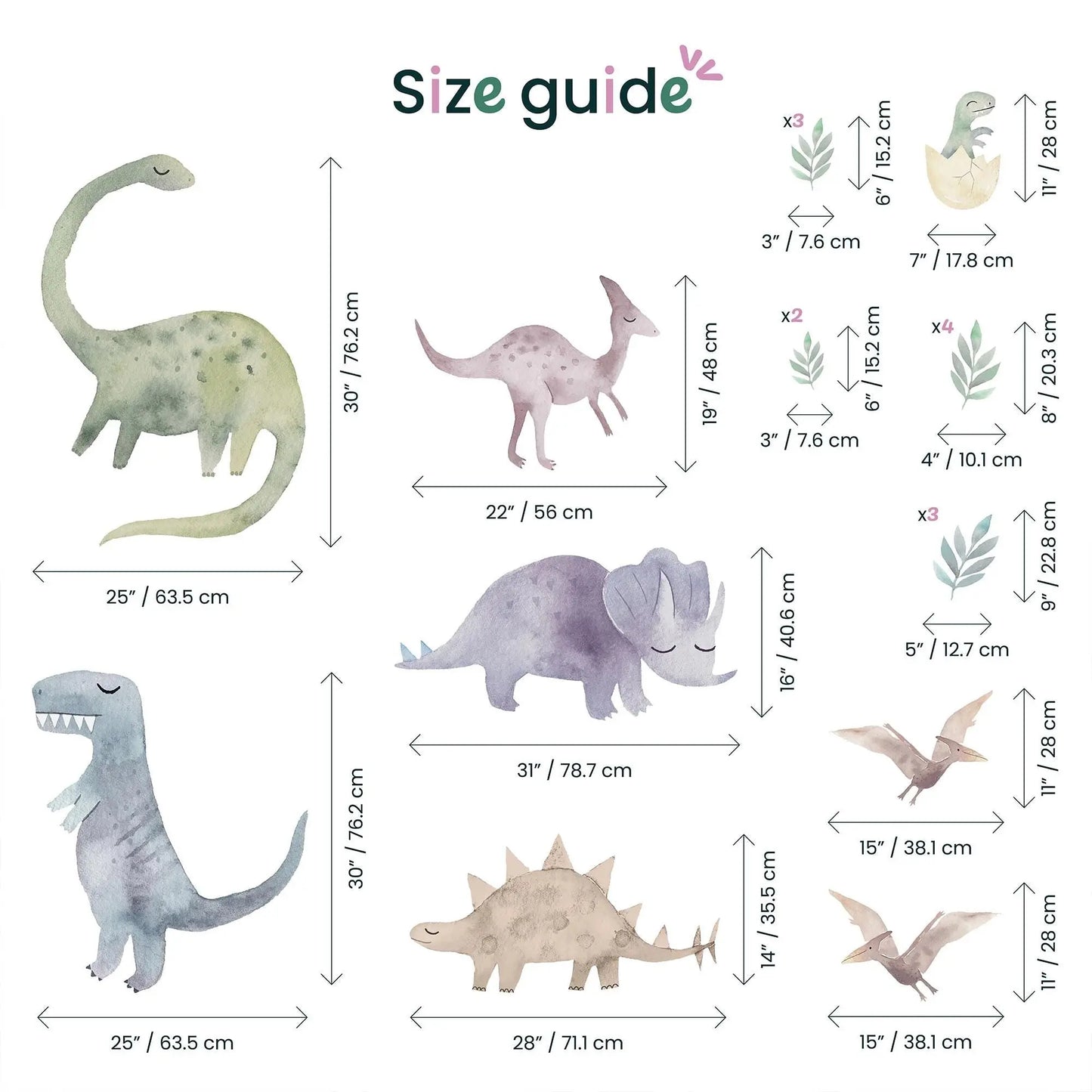 Colorful Dinosaur Wall Decals: Kids Room Decor, Peel & Stick ClickWalls