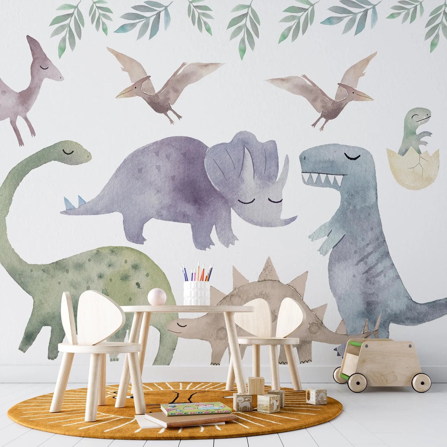 Colorful Dinosaur Wall Decals: Kids Room Decor, Peel & Stick ClickWalls