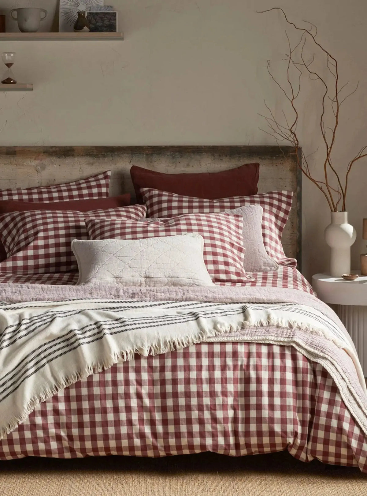 Conker Gilbert Gingham Brushed 100% Organic Cotton Bed
