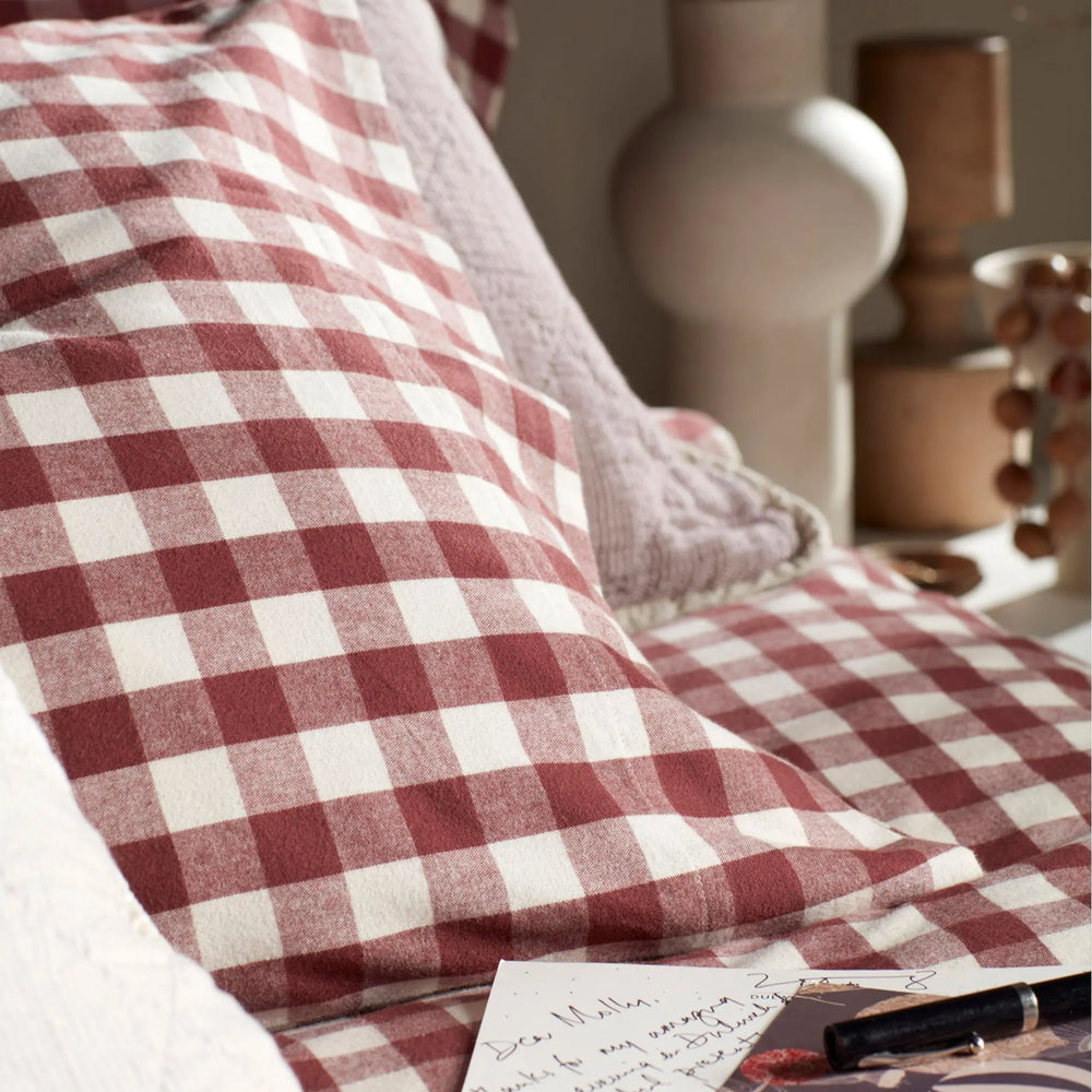 Conker Gilbert Gingham Brushed 100% Organic Cotton Pillowcase The Secret Linen Store