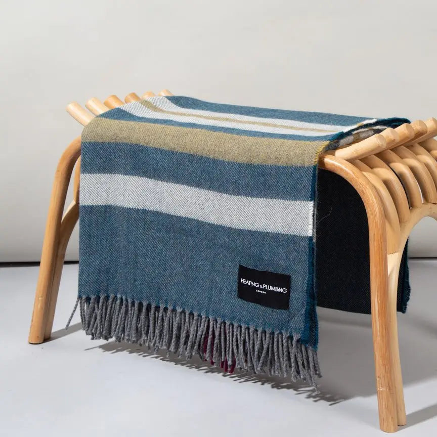 Contemporary Teal Wonderland - Alpaca & Merino Lambswool Blanket Heating & Plumbing London