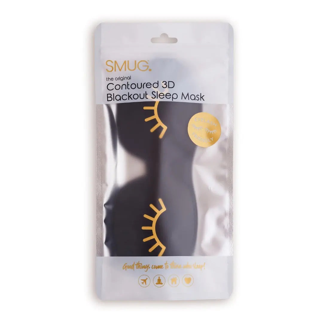 Contoured 3D Blackout Sleep Mask - Wink Print, Black SMUG