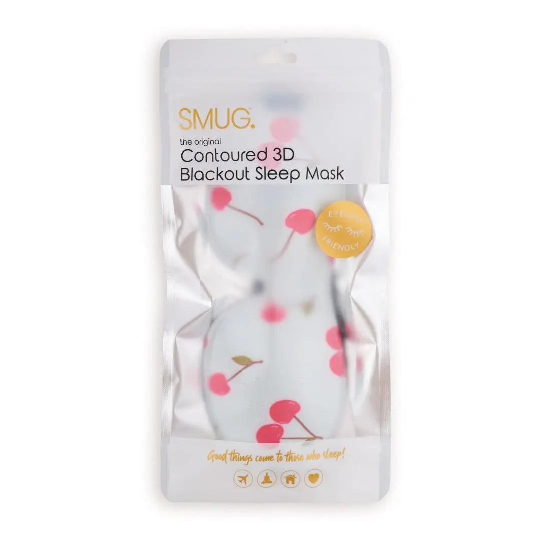 Contoured 3D Blackout Sleep Mask, Blue Cherries SMUG