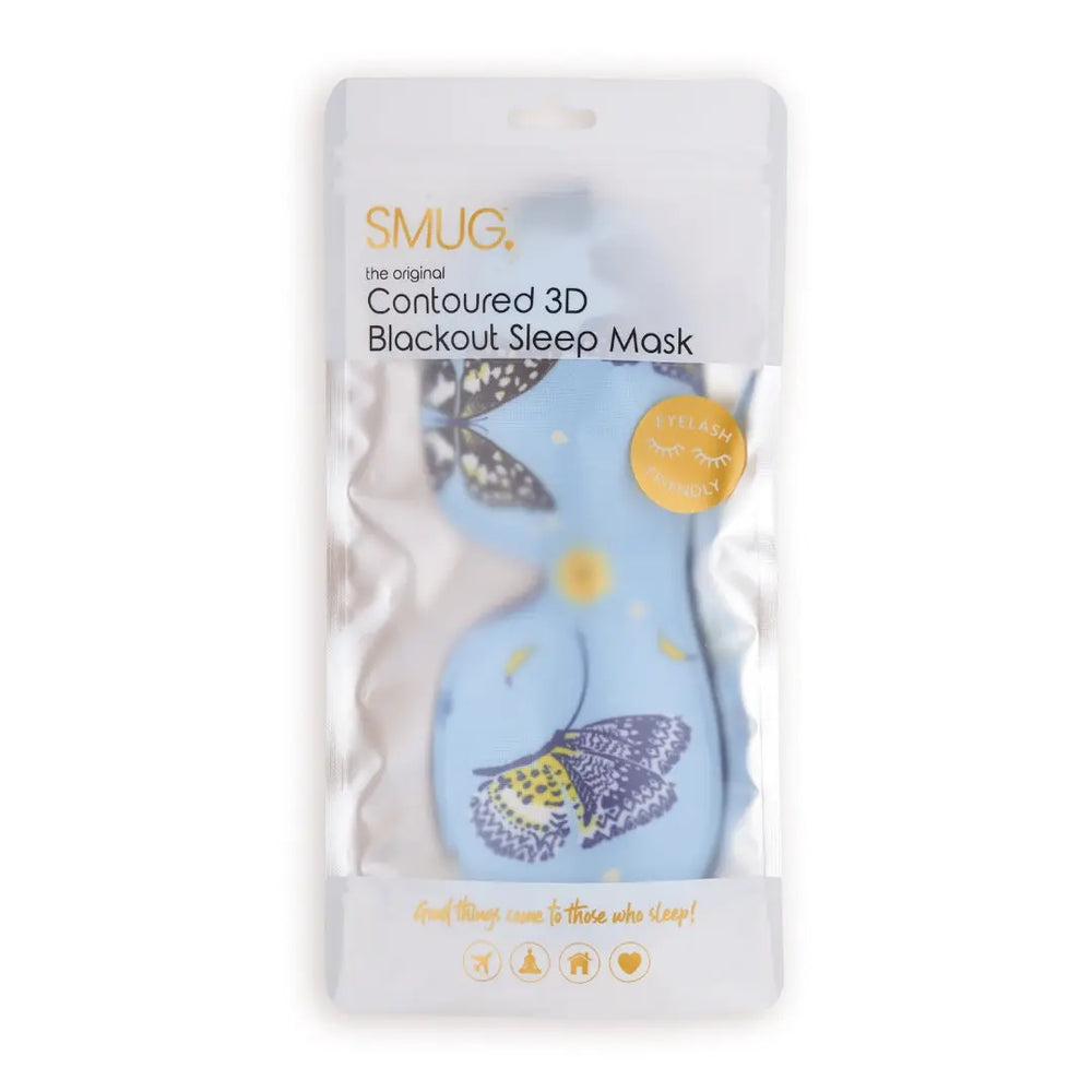 Contoured 3D Blackout Sleep Mask, Butterflies SMUG