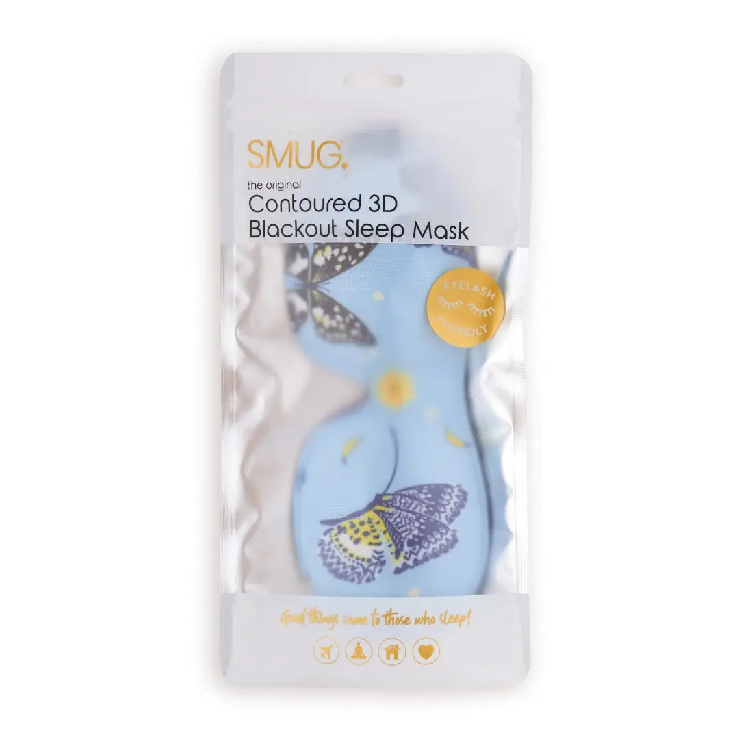 Contoured 3D Blackout Sleep Mask, Butterflies SMUG