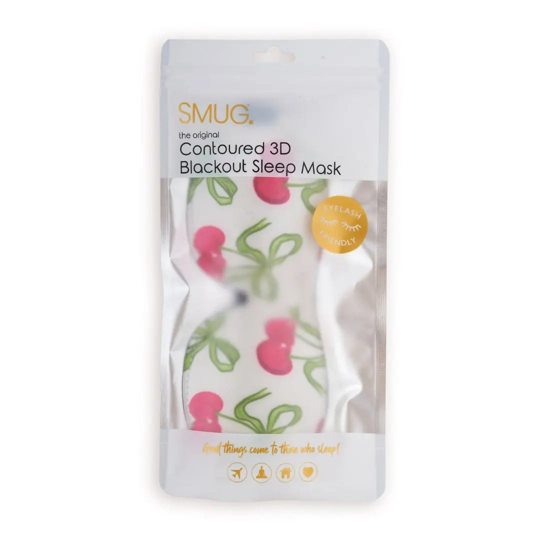 Contoured 3D Blackout Sleep Mask, White Cherries SMUG