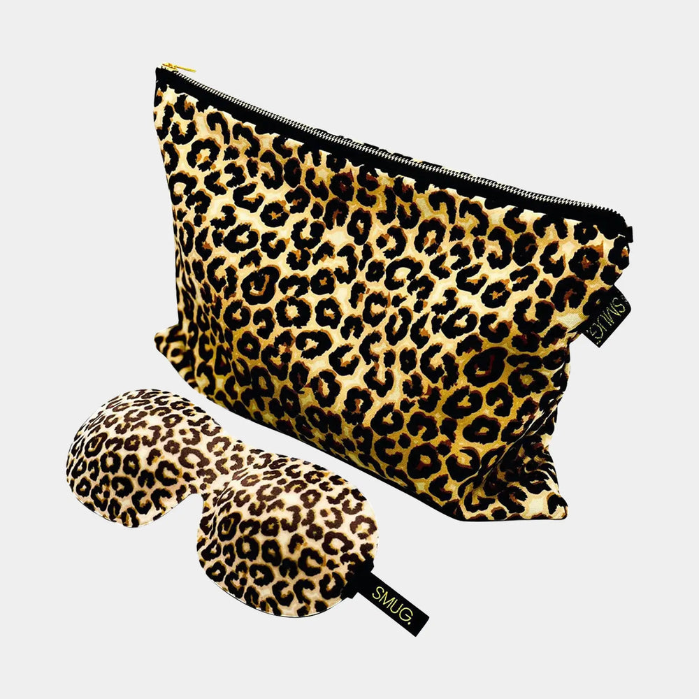 Contoured Sleep Mask & Accessories Bag Set - Animal Print SMUG