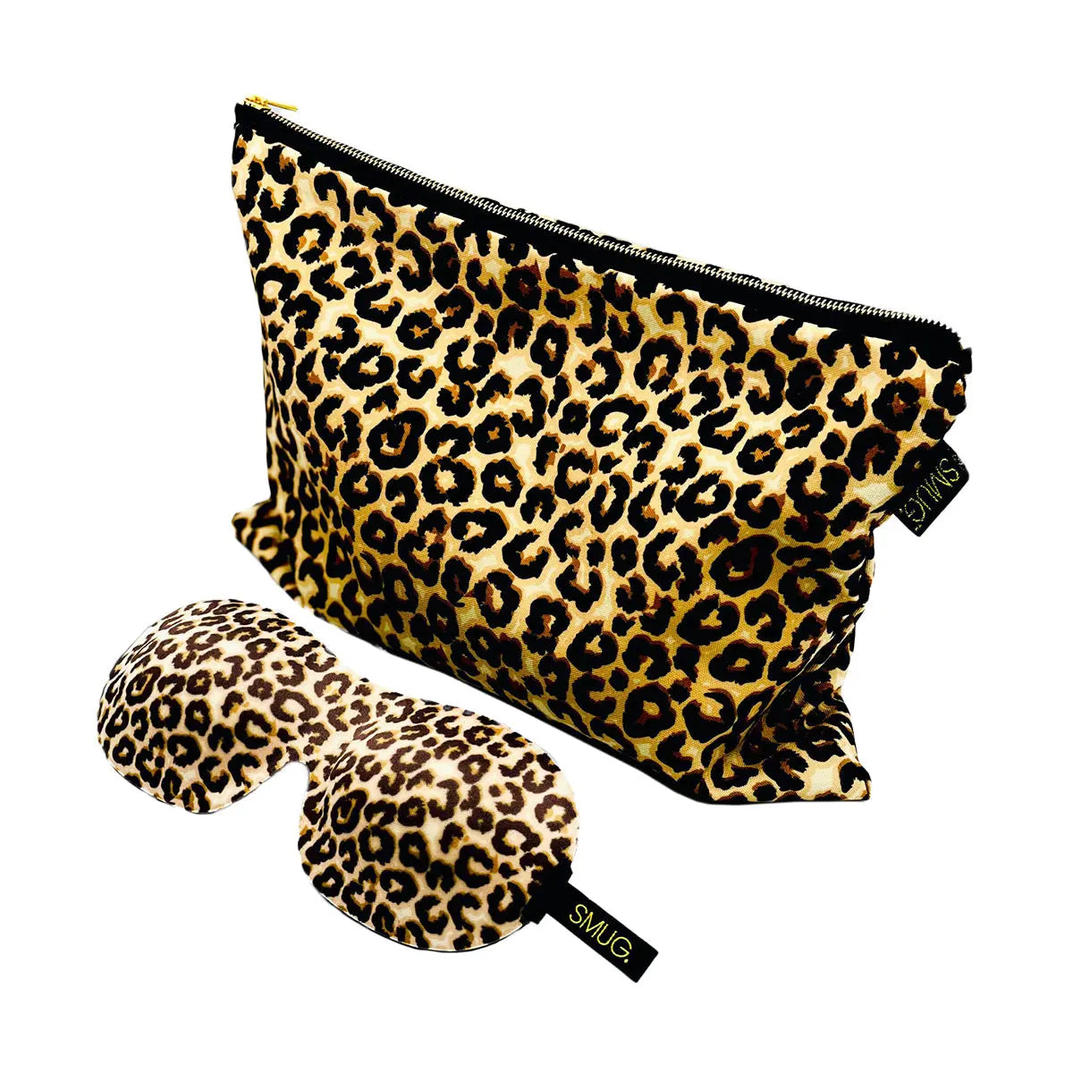 Contoured Sleep Mask & Accessories Bag Set - Animal Print SMUG