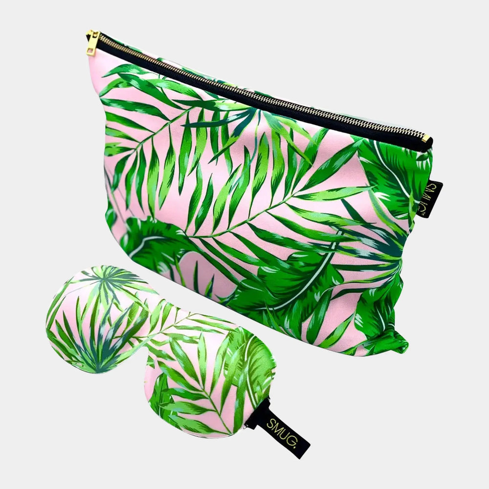 Contoured Sleep Mask & Accessories Bag Set - Palm Print SMUG
