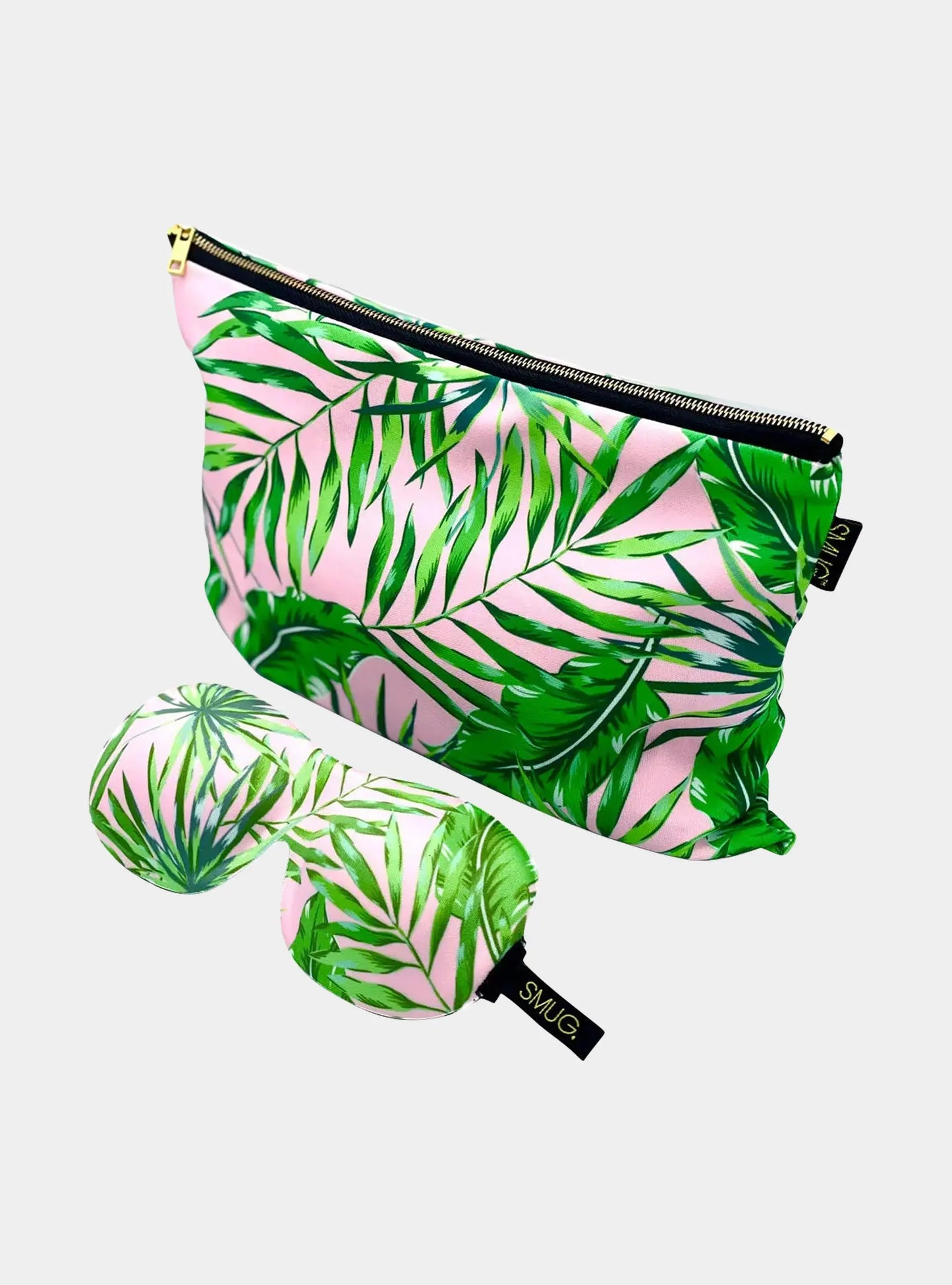 Contoured Sleep Mask & Accessories Bag Set - Palm Print SMUG
