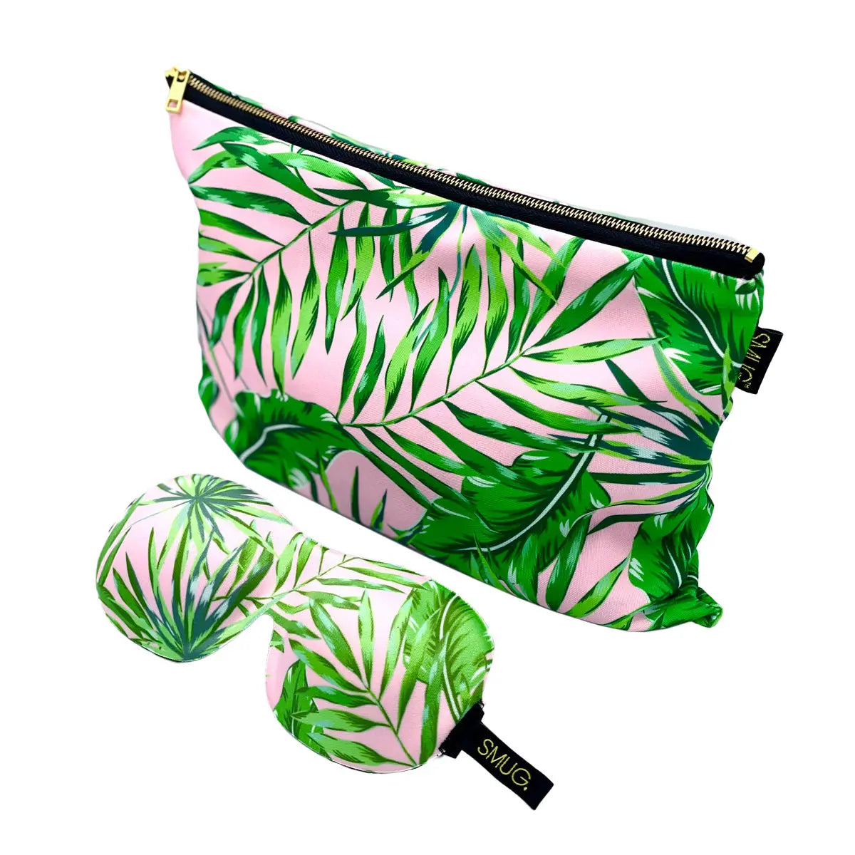 Contoured Sleep Mask & Accessories Bag Set - Palm Print SMUG