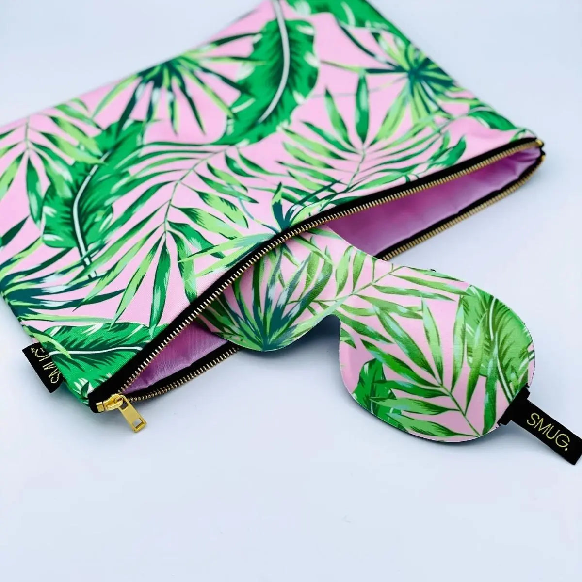 Contoured Sleep Mask & Accessories Bag Set - Palm Print SMUG