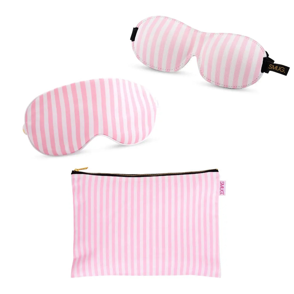 Contoured & Satin Sleep Mask Double Pack & Accessories Bag Set - Candy Shop SMUG