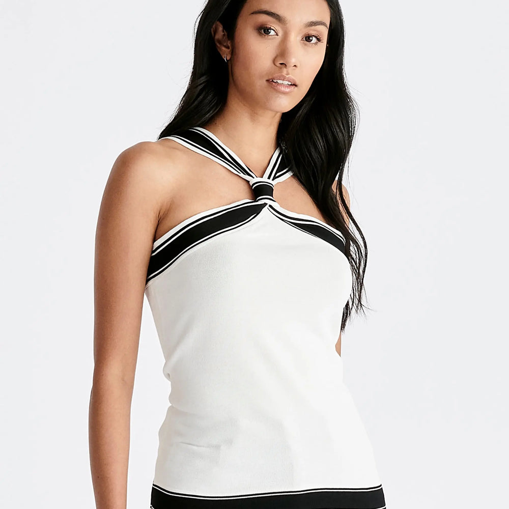 Contrast Detail Halterneck Top Paisie