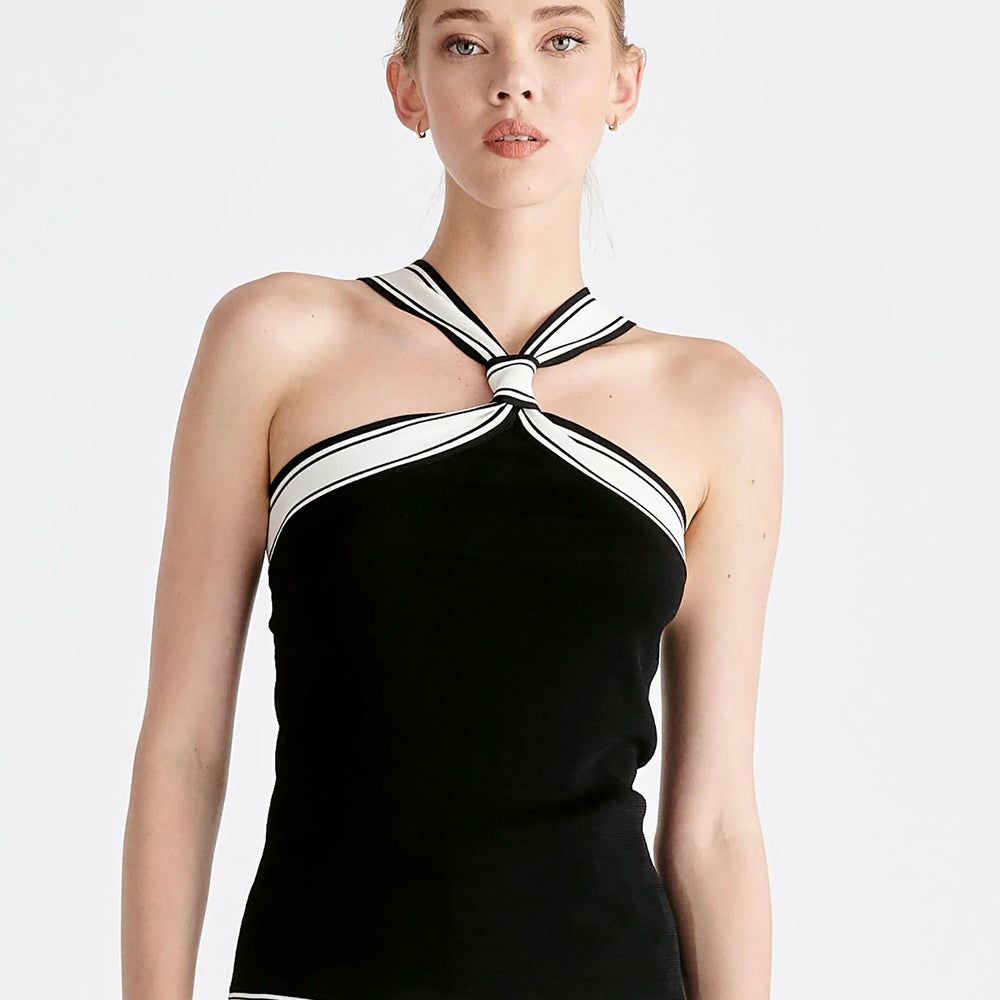 Contrast Detail Halterneck Top Paisie