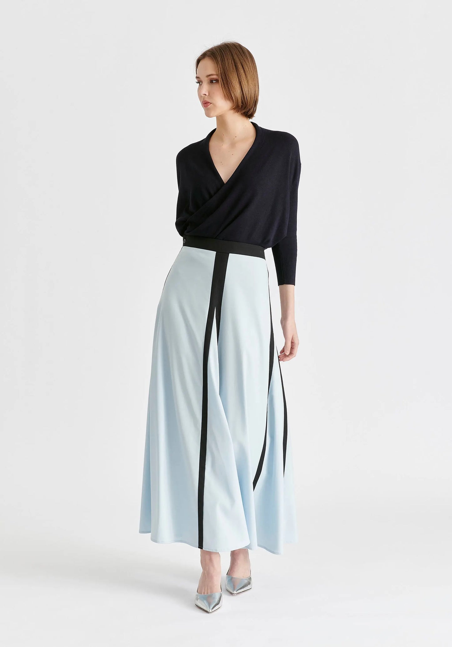Contrast Trim Maxi Skirt Paisie