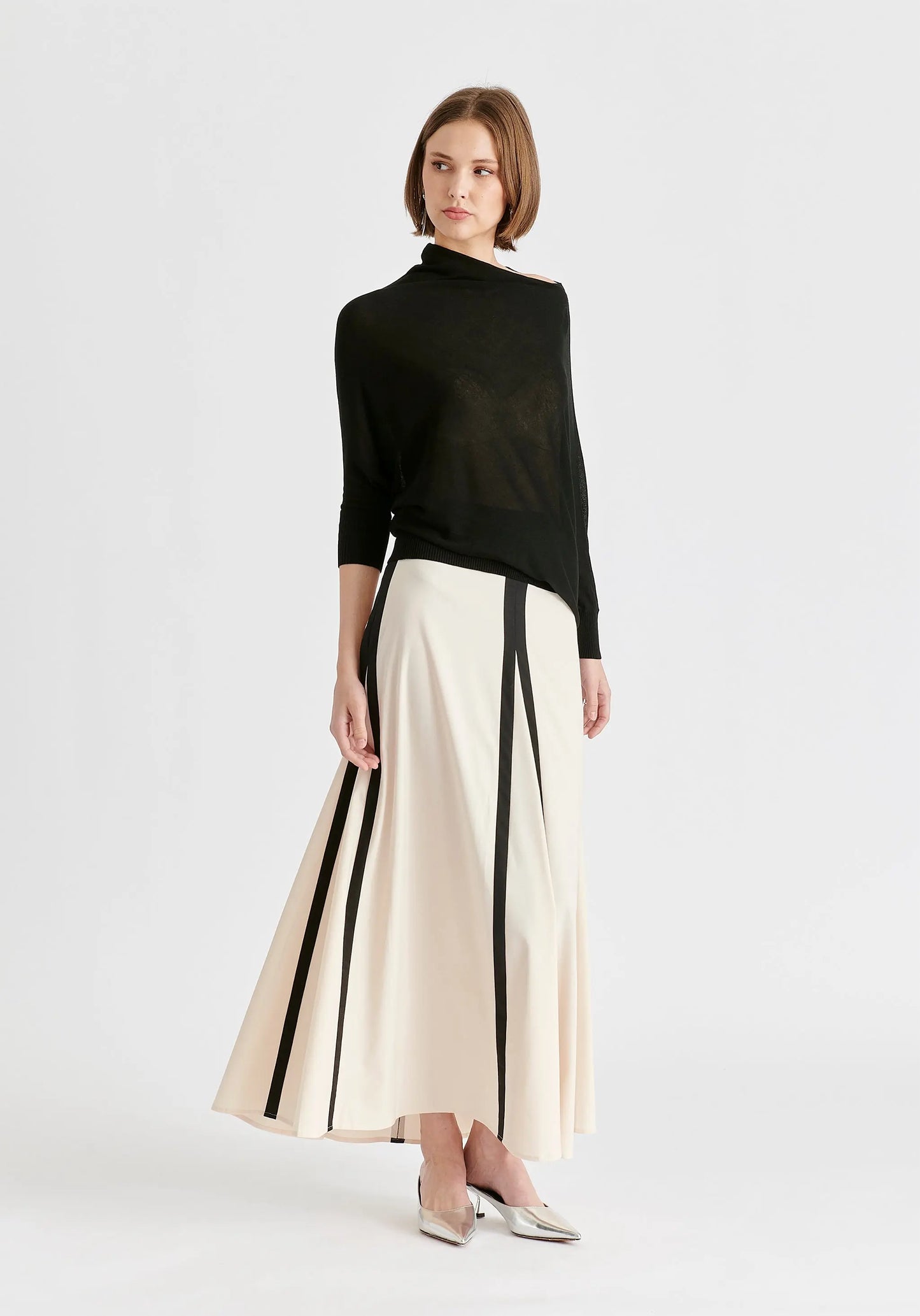 Contrast Trim Maxi Skirt Paisie