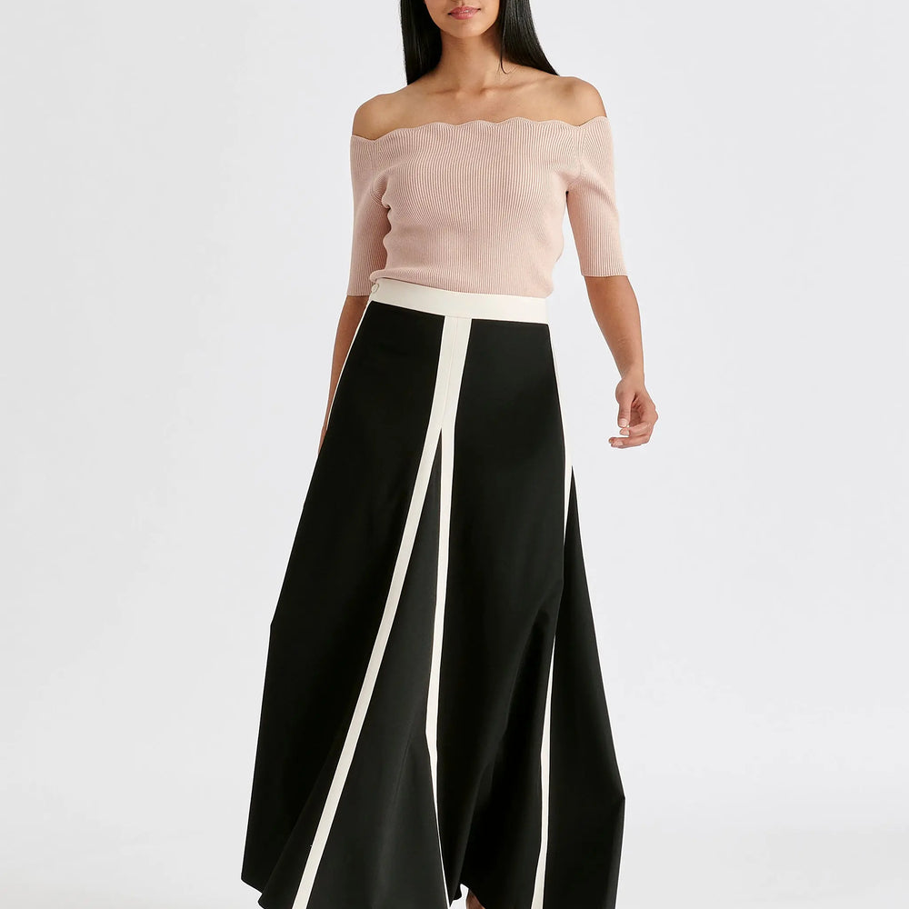 Contrast Trim Maxi Skirt Paisie