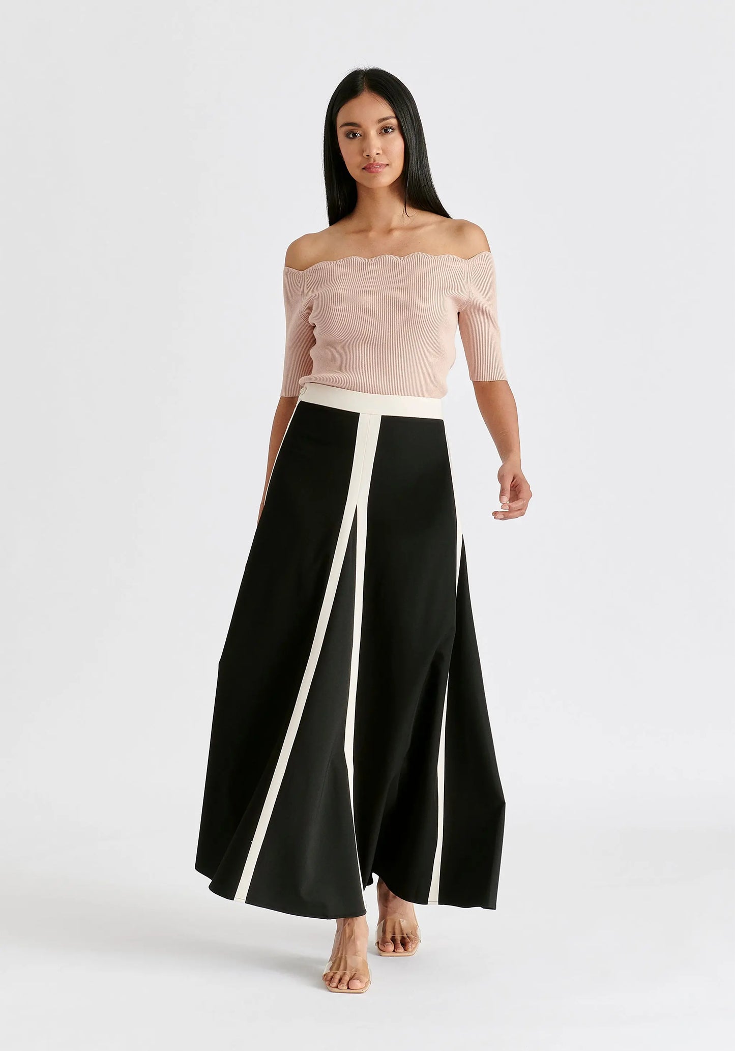Contrast Trim Maxi Skirt Paisie