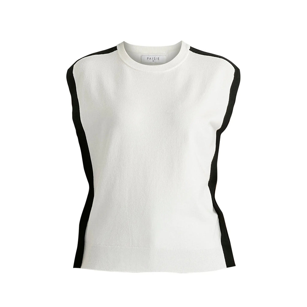 Contrast Trim Round Neck Knit Top Paisie