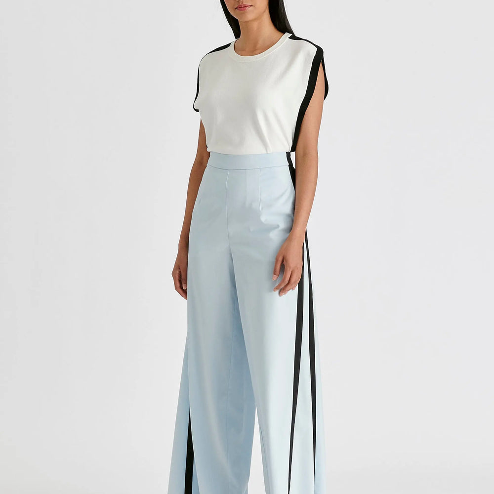 Contrast Trim Wide Leg Trousers Paisie