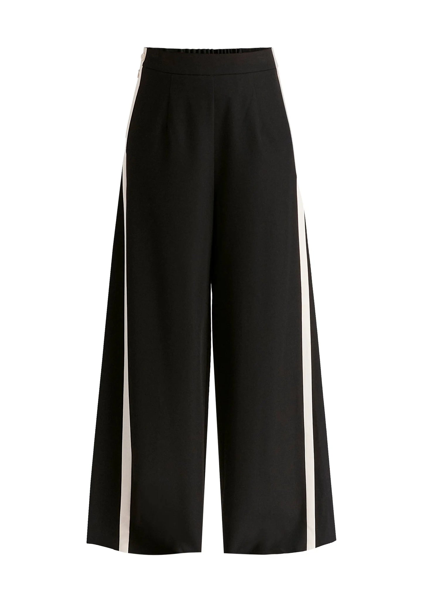 Contrast Trim Wide Leg Trousers Paisie
