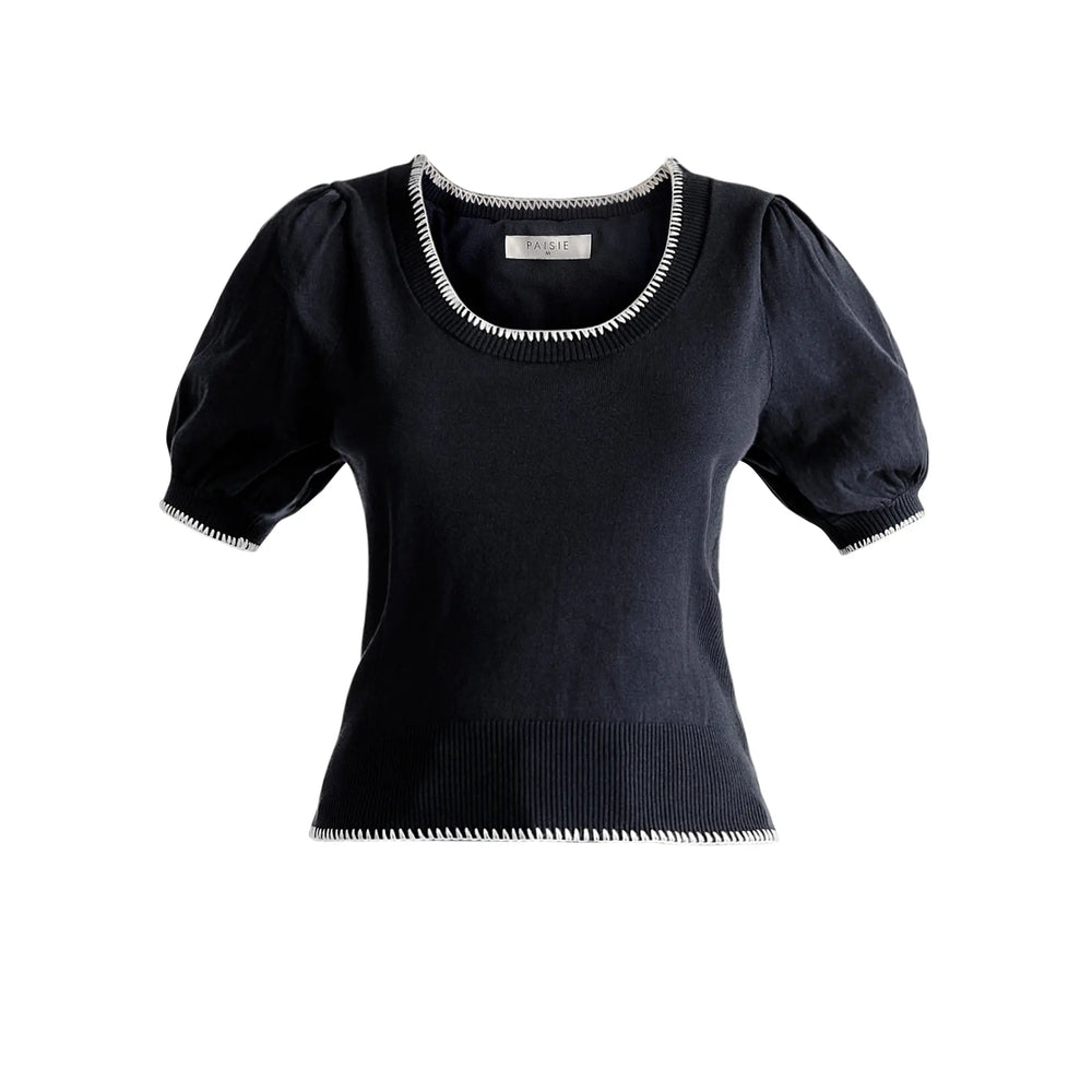 Contrast Whipstitch Top Paisie