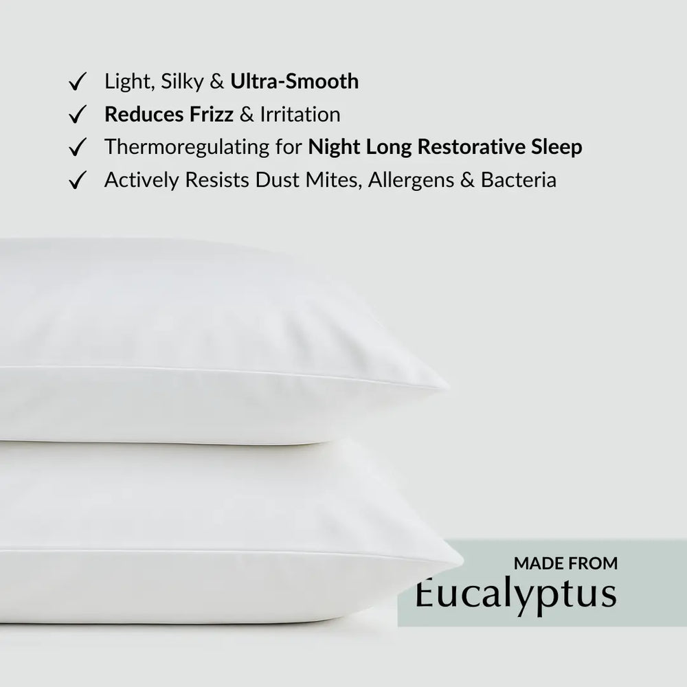 Cool & Comfy Silk Pillowcase Pair (Eucalyptus) Ethical Bedding™