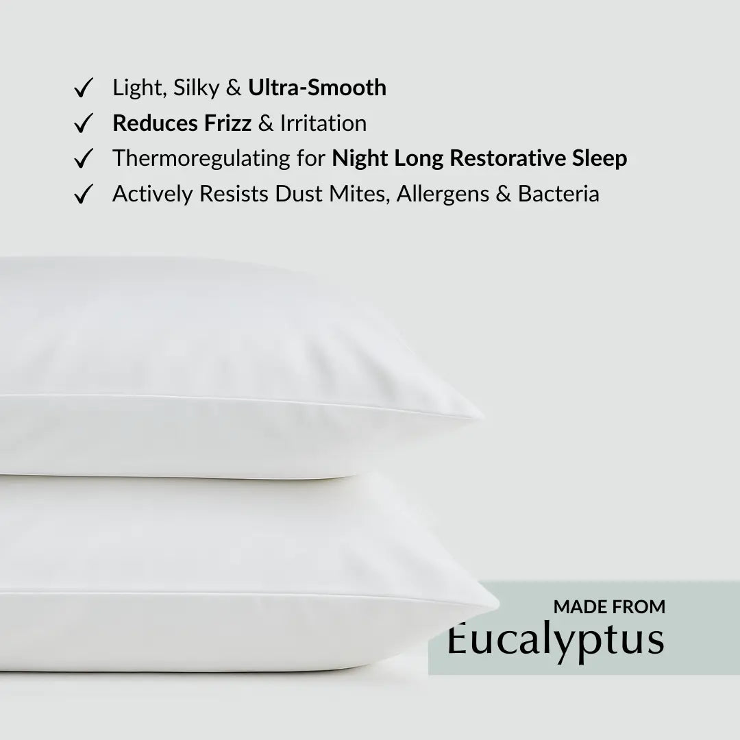 Cool & Comfy Silk Pillowcase Pair (Eucalyptus) Ethical Bedding™
