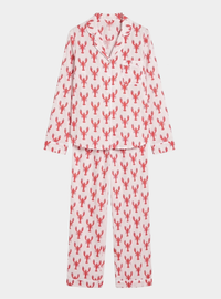 Red Lobster Women's Long Sleeve Organic Cotton Pyjama Trouser Set